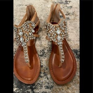 Gianni Bini tan & rhinestone flats/sandals. New without tags. Never worn. Size 7